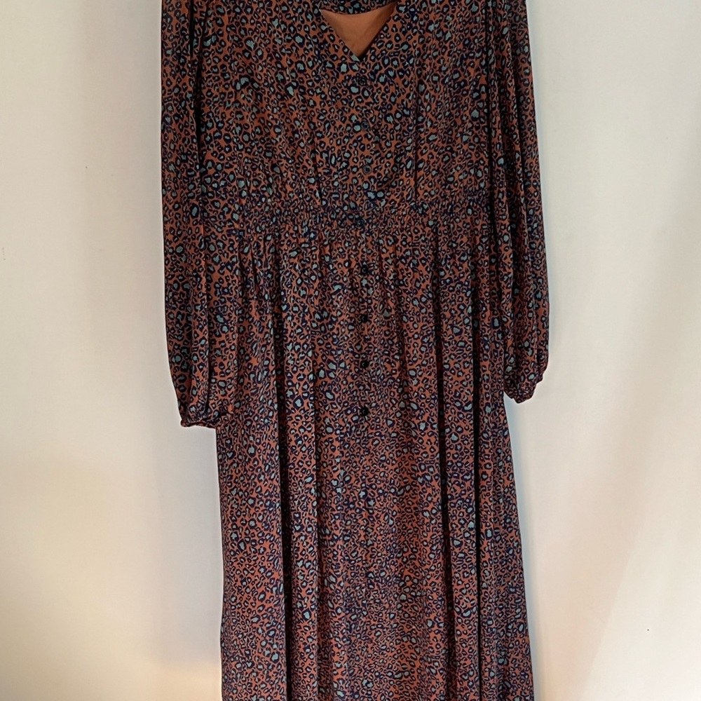 Molly Bracken Long Sleeve Dress in Brown and Blue